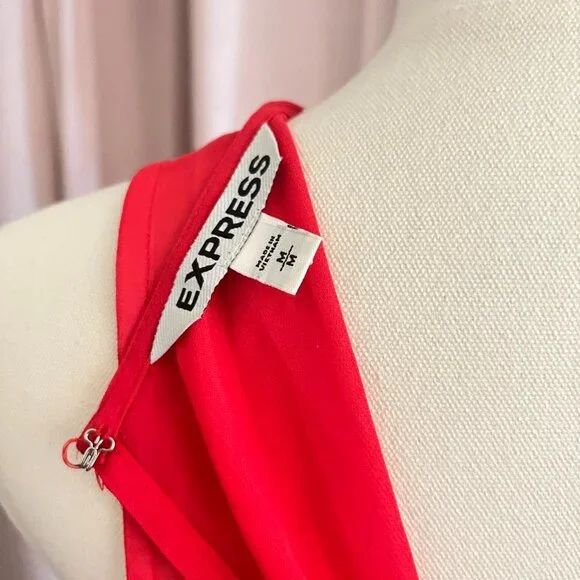 Express Boho Pink And Red Ruffle Dress - Picture 7 of 8